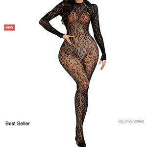 Fishnet Bodysuit Leopard Print One Piece Rave Outfit Sexy Lingerie Y2K